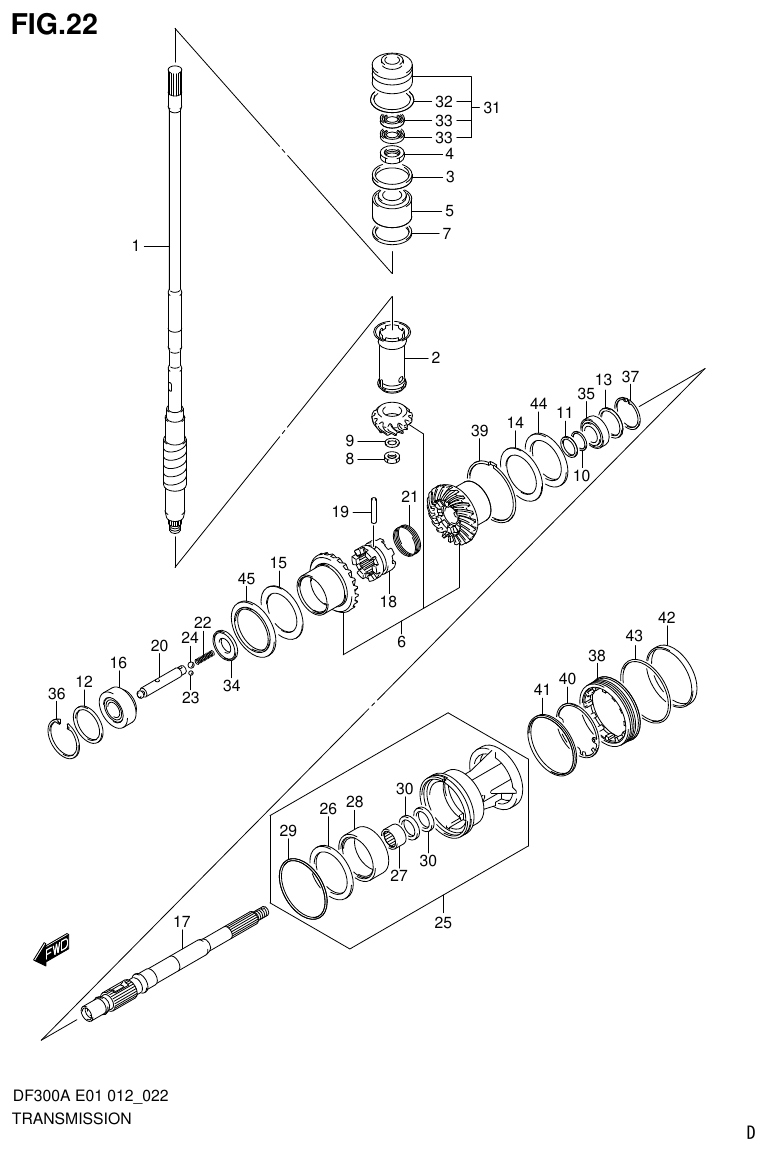Suzuki DF300AP TRANSMISSION parts diagram